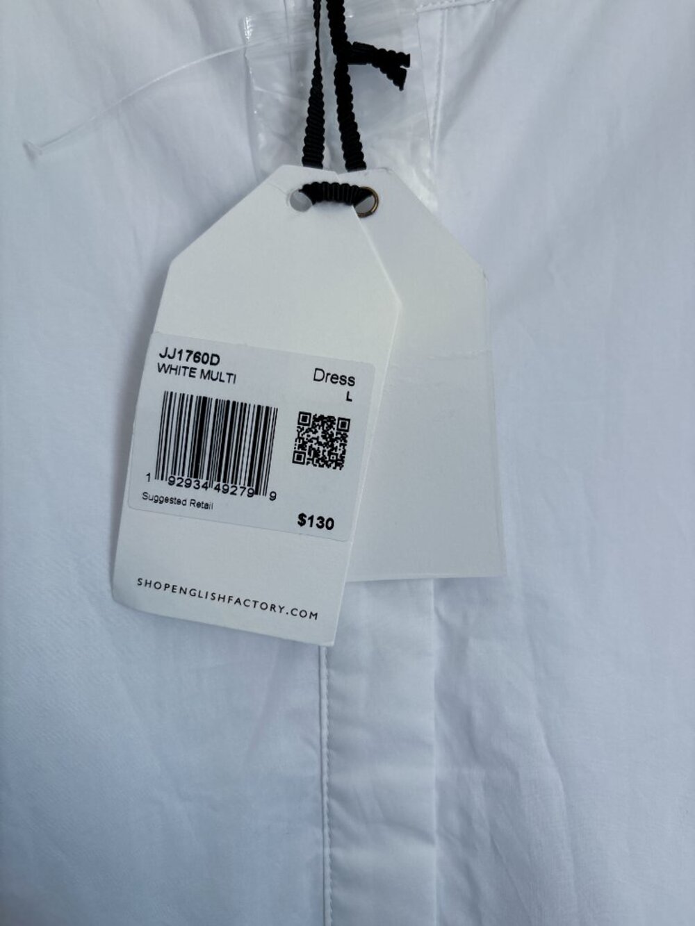English Factory White Scallop Trim Midi Dress 🤍🌈| Tiered Puff Sleeve (L) NWT - Picture 2 of 3